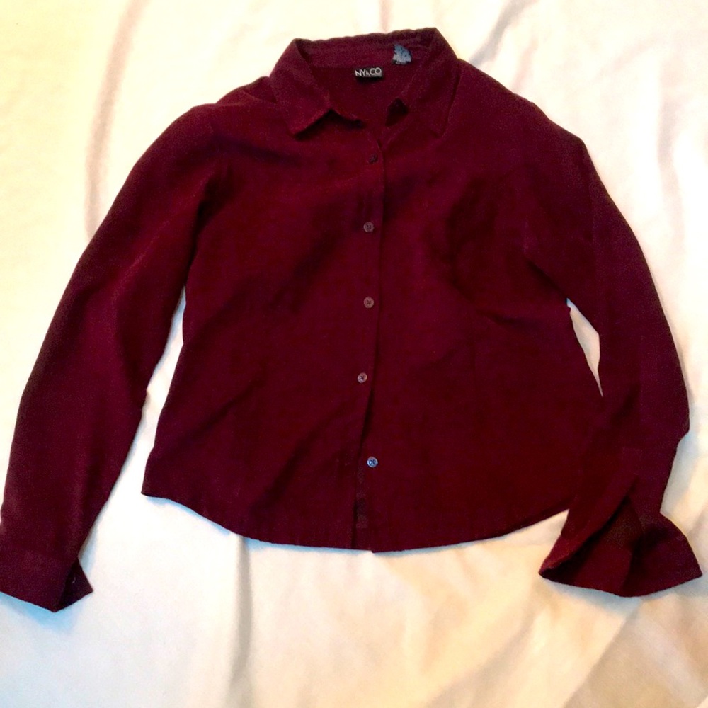 NY&CO button up blouse/shirt maroon size L